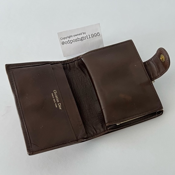 Vintage 70s Christian Dior Diorissimo oblique monogram wallet Leather canvas - Picture 4 of 16